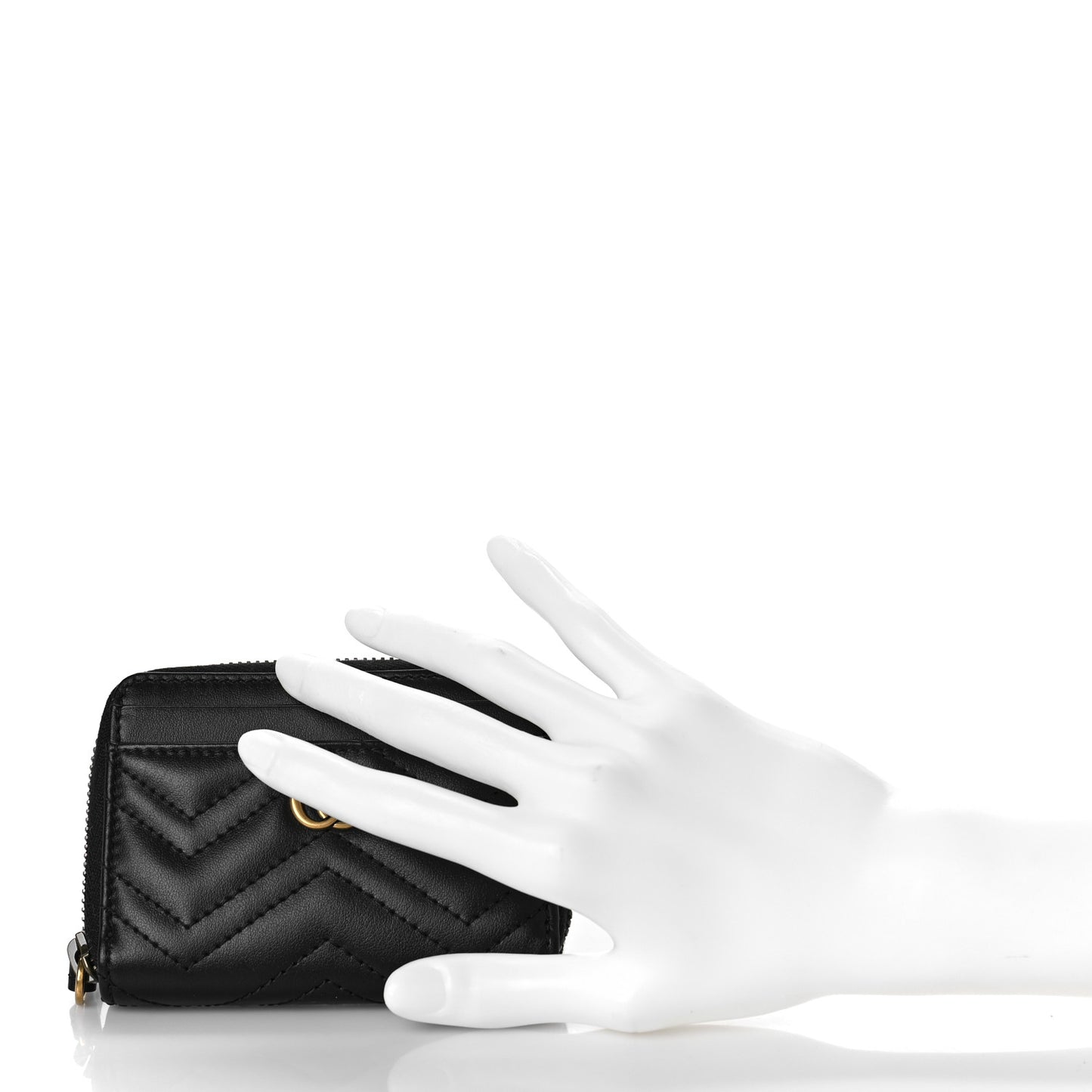 Calfskin Matelasse GG Marmont Zip Around Card Case Black