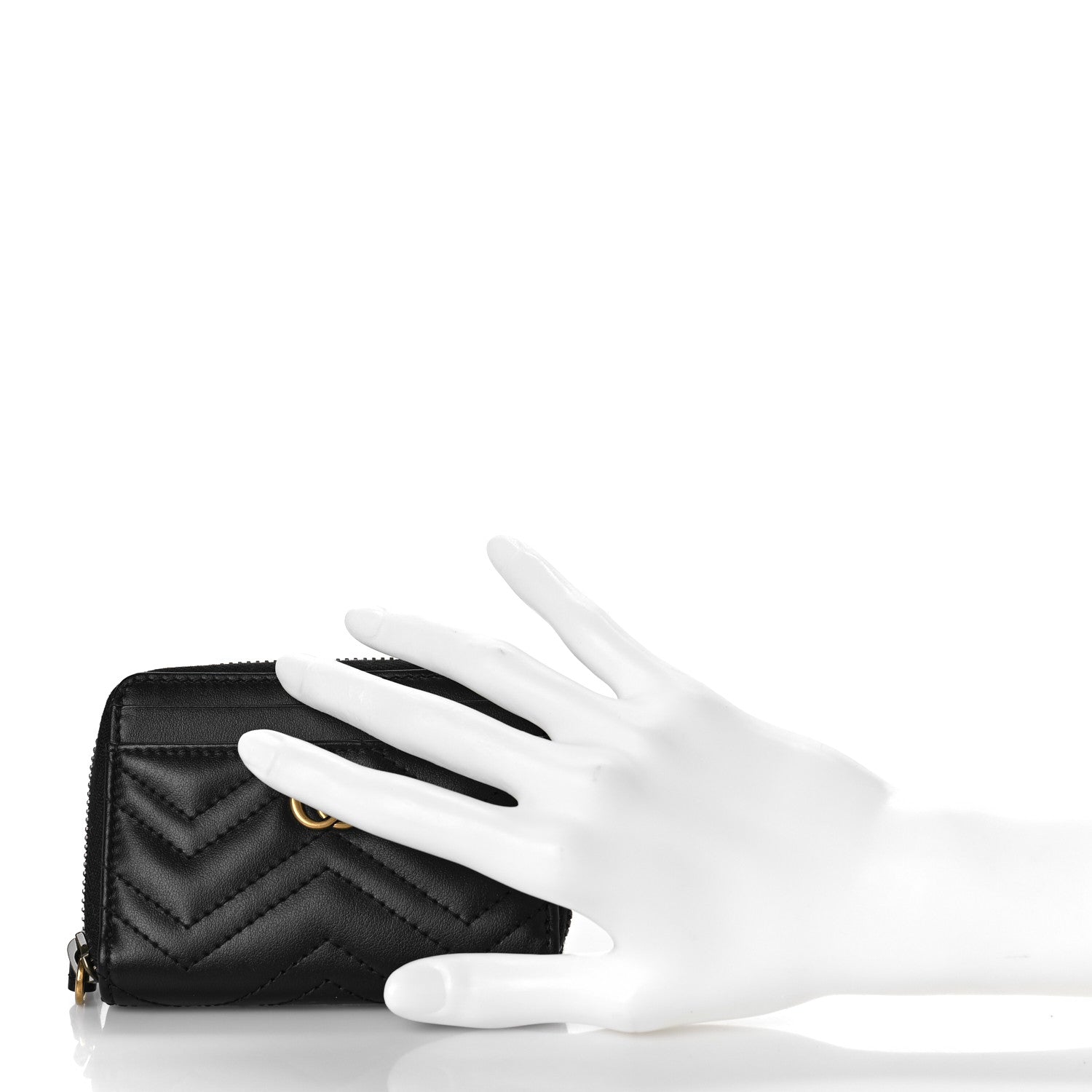 Gucci Calfskin Matelasse GG Marmont Zip Around Card Case Black 2 of 8
