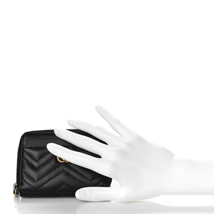 Gucci Calfskin Matelasse GG Marmont Zip Around Card Case Black 2 of 8