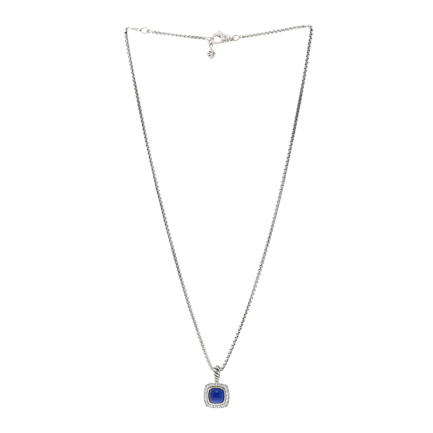 Sterling Silver Diamond Lapis Lazuli 7mm Petite Albion Pendant Necklace