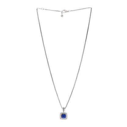 David Yurman Sterling Silver Diamond Lapis Lazuli 7mm Petite Albion Pendant Necklace 3 of 6