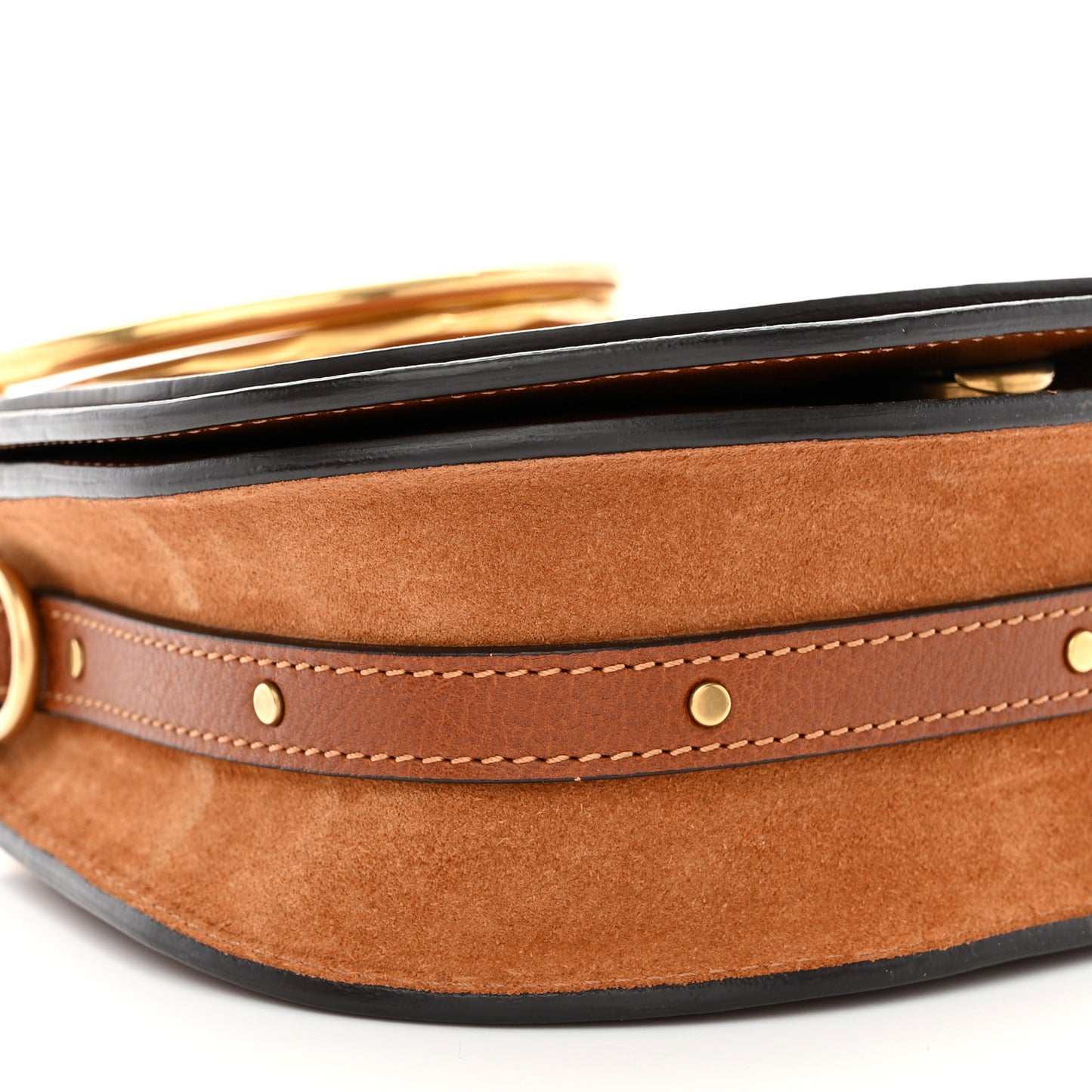 Calfskin Suede Small Nile Bracelet Bag Caramel
