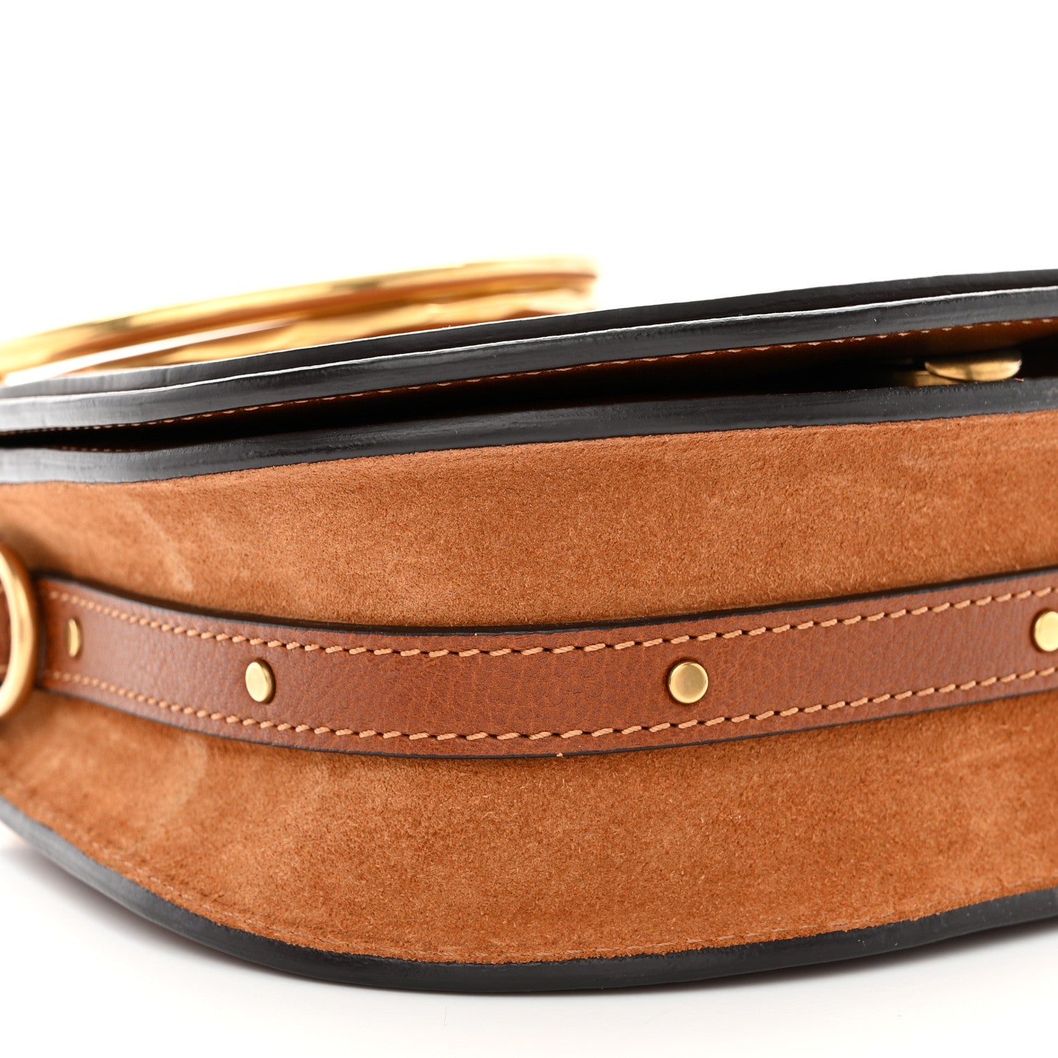Chloe Calfskin Suede Small Nile Bracelet Bag Caramel 9 of 12