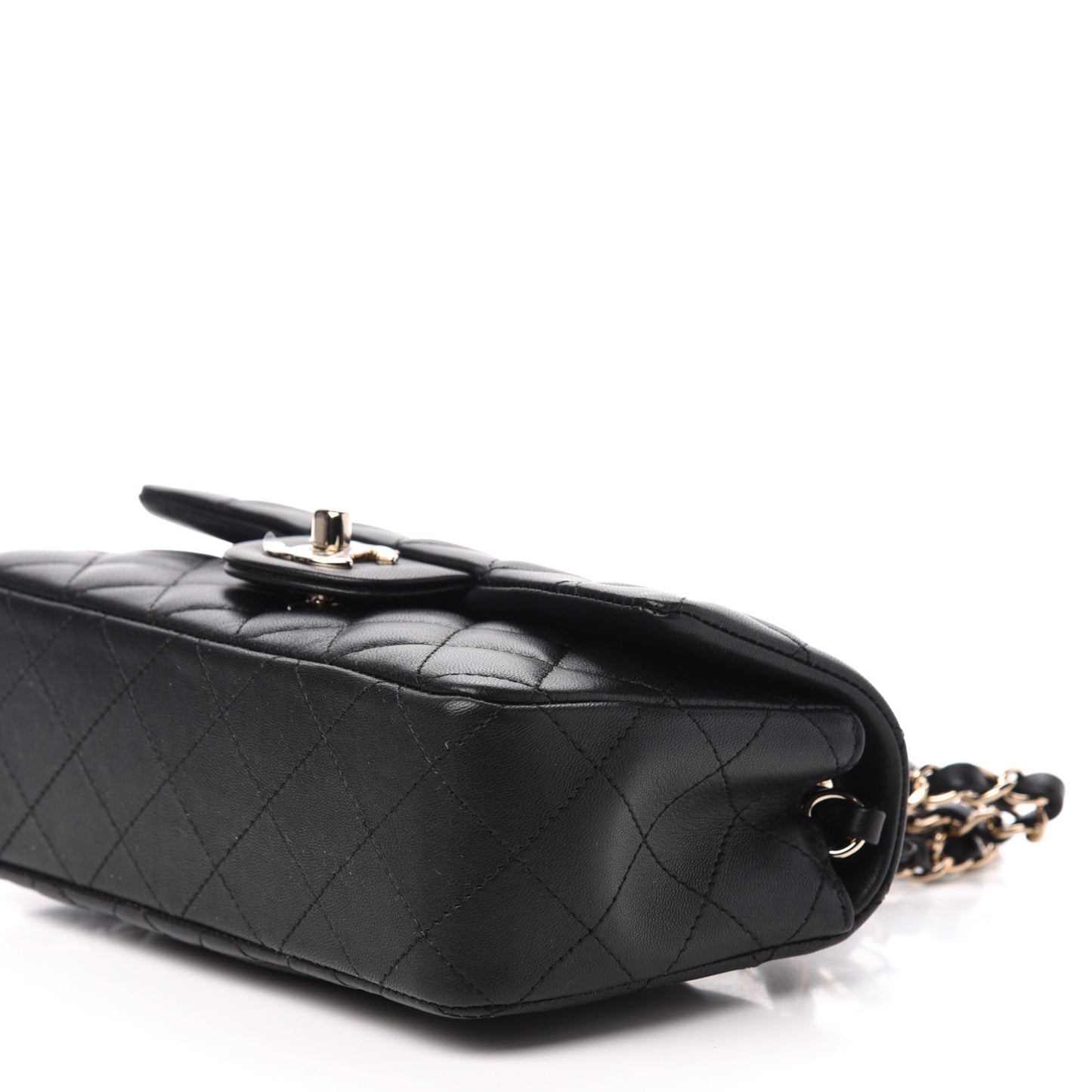 Lambskin Quilted Mini Rectangular Flap Black