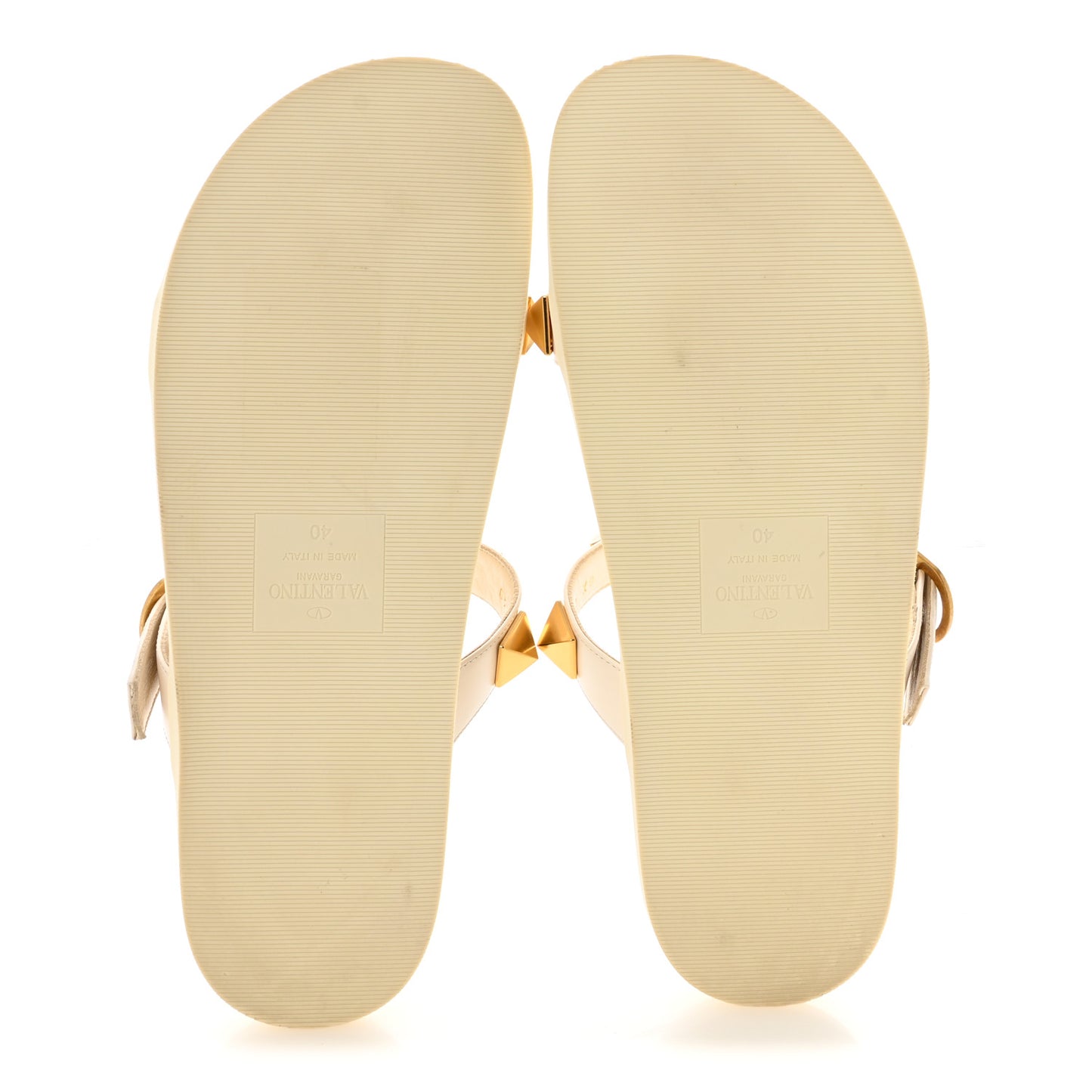 Calfskin Roman Stud Slide Sandals 40 Light Ivory