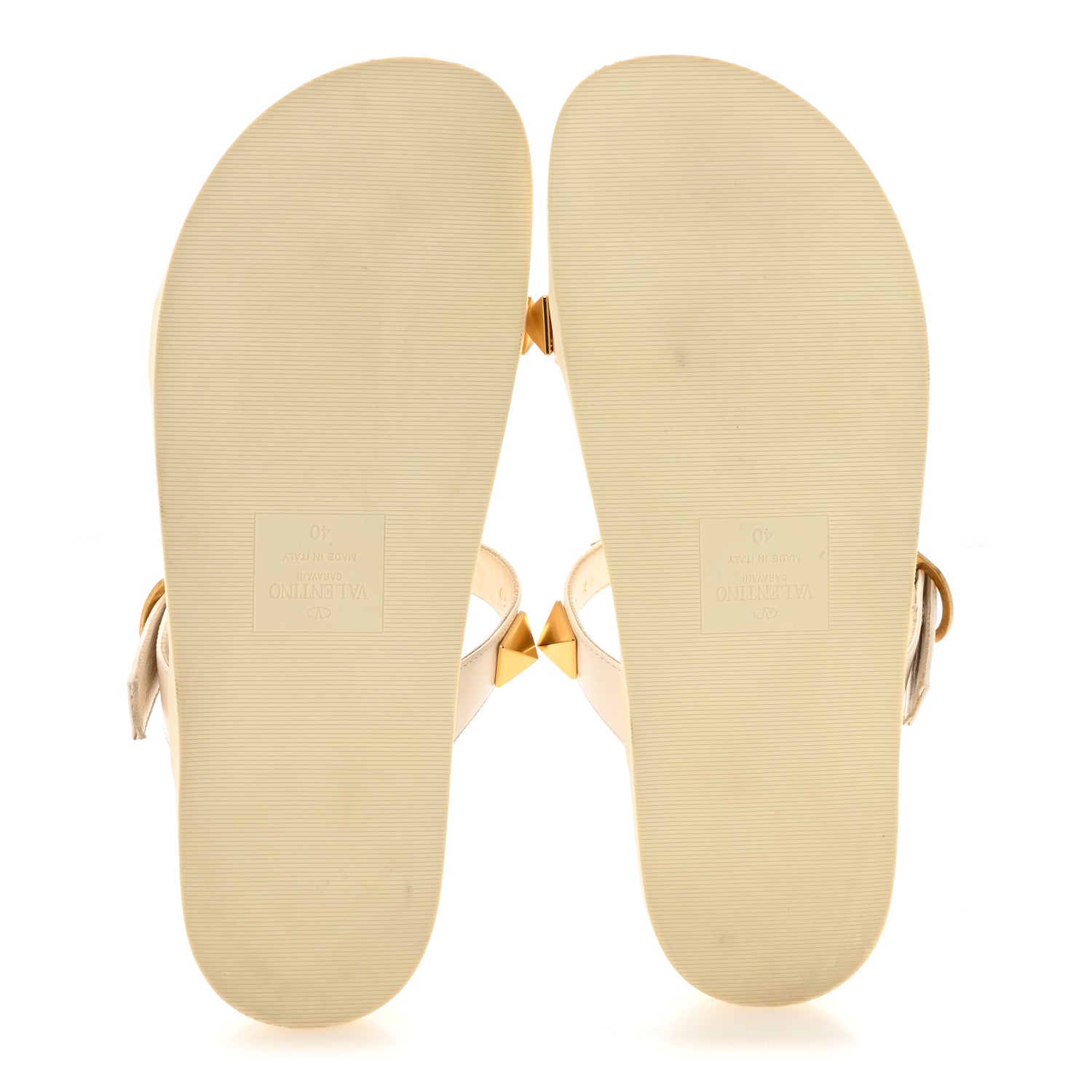 Valentino Garavani Calfskin Roman Stud Slide Sandals 40 Light Ivory 6 of 10