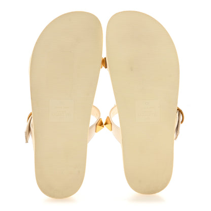 Valentino Garavani Calfskin Roman Stud Slide Sandals 40 Light Ivory 6 of 10
