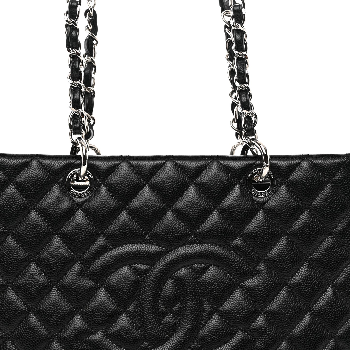 Caviar Quilted Grand Shopping Tote GST Black