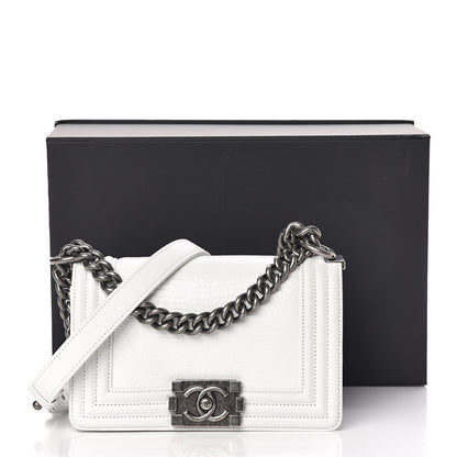 Chanel Lizard Calfskin Small Boy Flap White 10 of 10