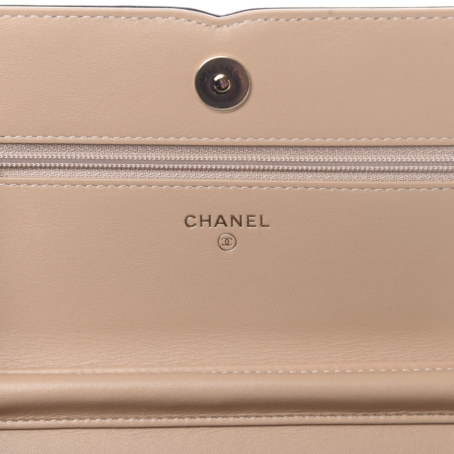 Chanel Caviar Quilted CC Filigree Wallet On Chain WOC Beige Black 6 of 12