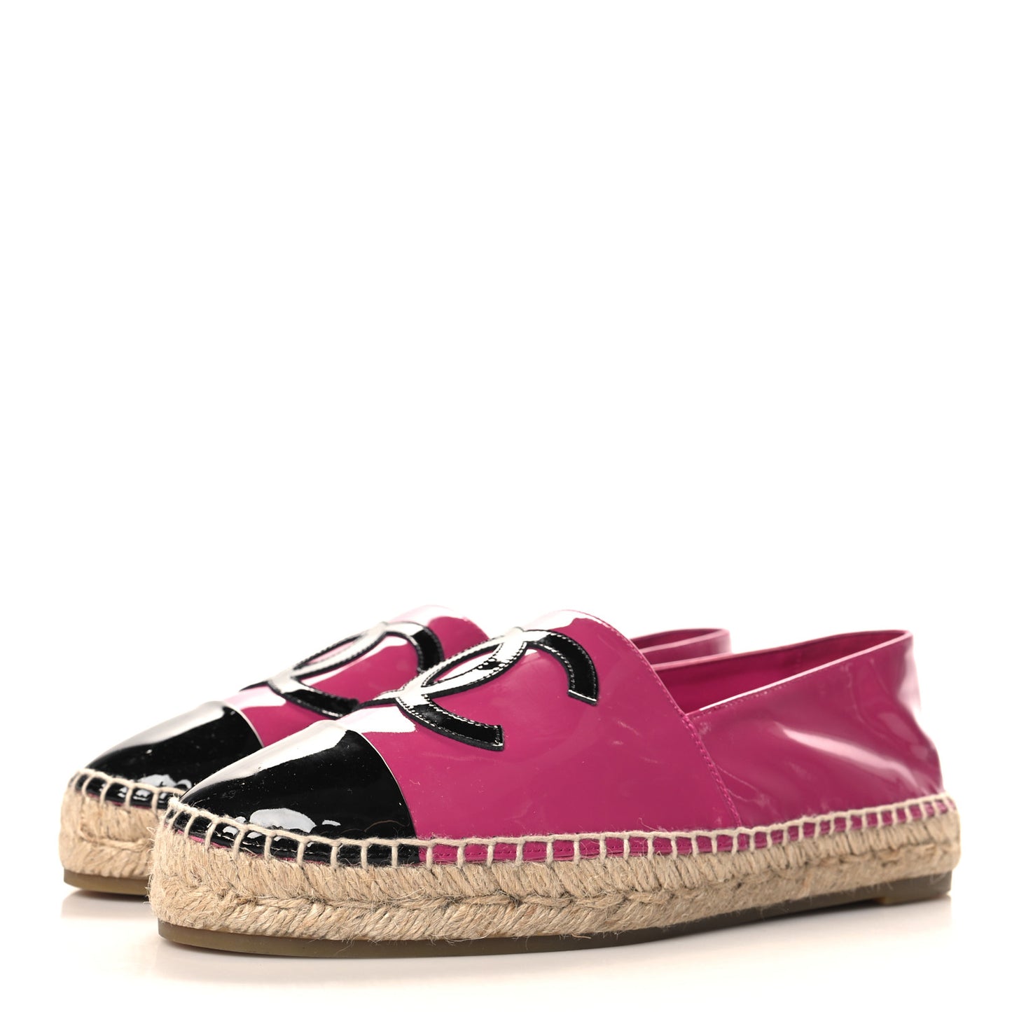 Patent Calfskin CC Espadrilles 41 Fuchsia Black