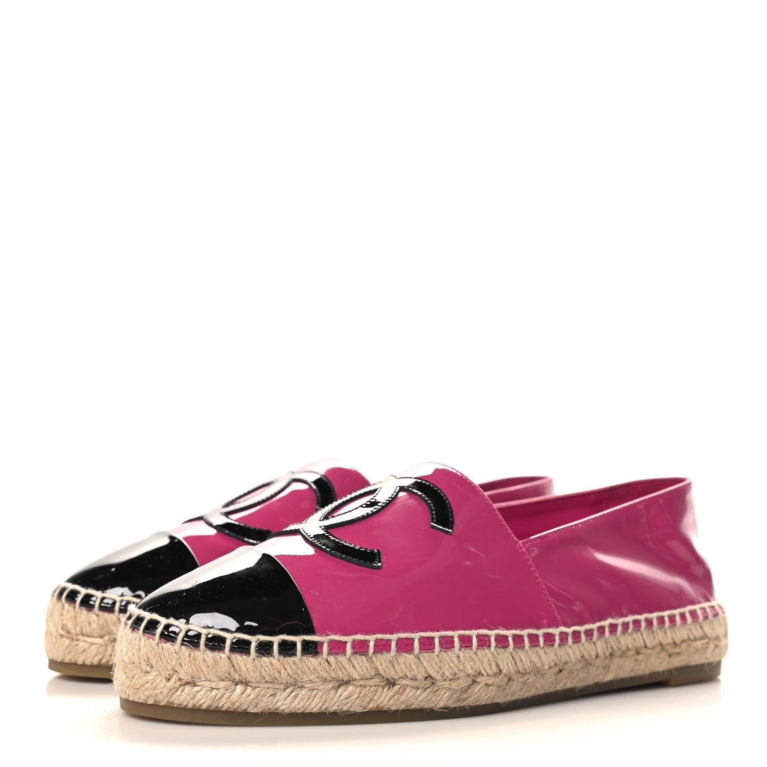 Chanel Patent Calfskin CC Espadrilles 41 Fuchsia Black 4 of 11