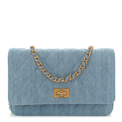 Chanel Denim Quilted Reissue Wallet On Chain WOC Blue 1 of 10