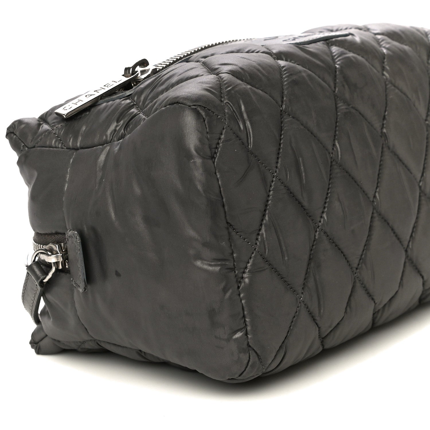 Chanel Nylon Quilted Cocoon Cosmetic Case Grey 9 of 16