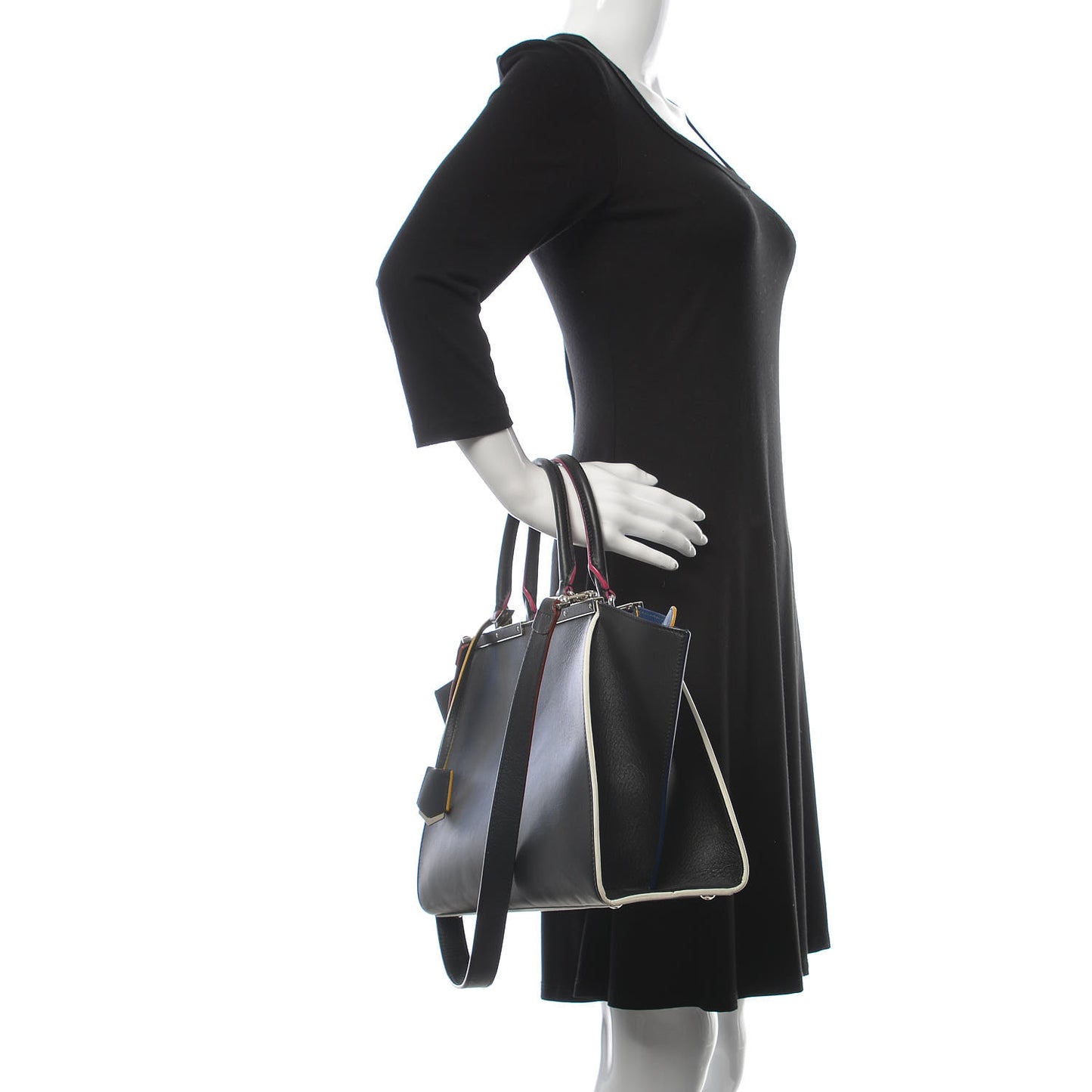 Vitello Dolce Shiny Nappa Petite 3Jours Tote Black Iris