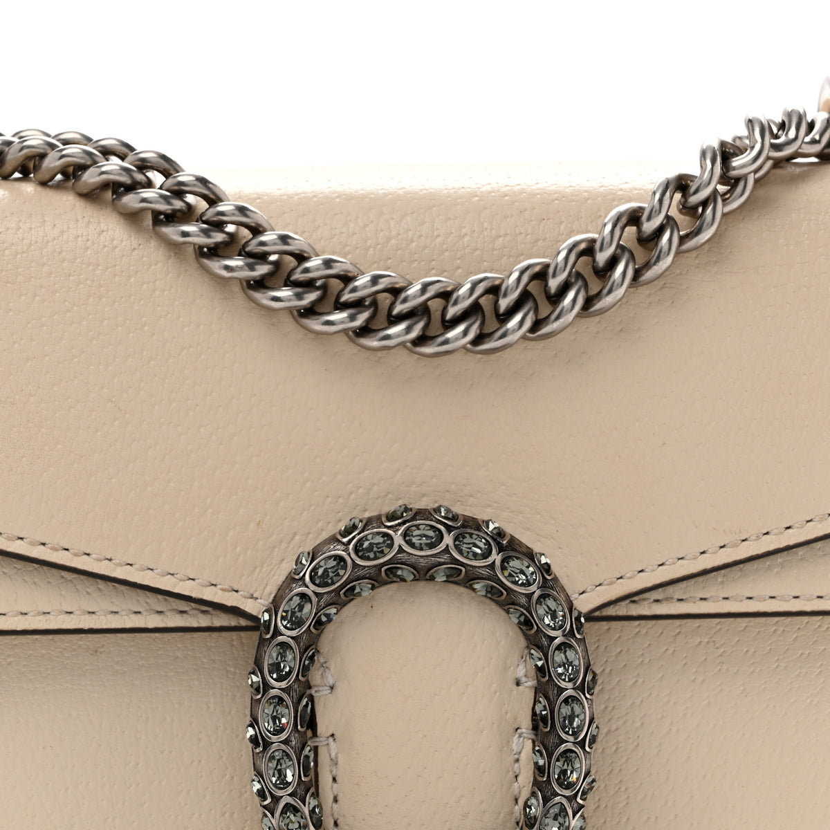 Textured Calfskin Crystal Mini Dionysus Shoulder Bag Mystic White
