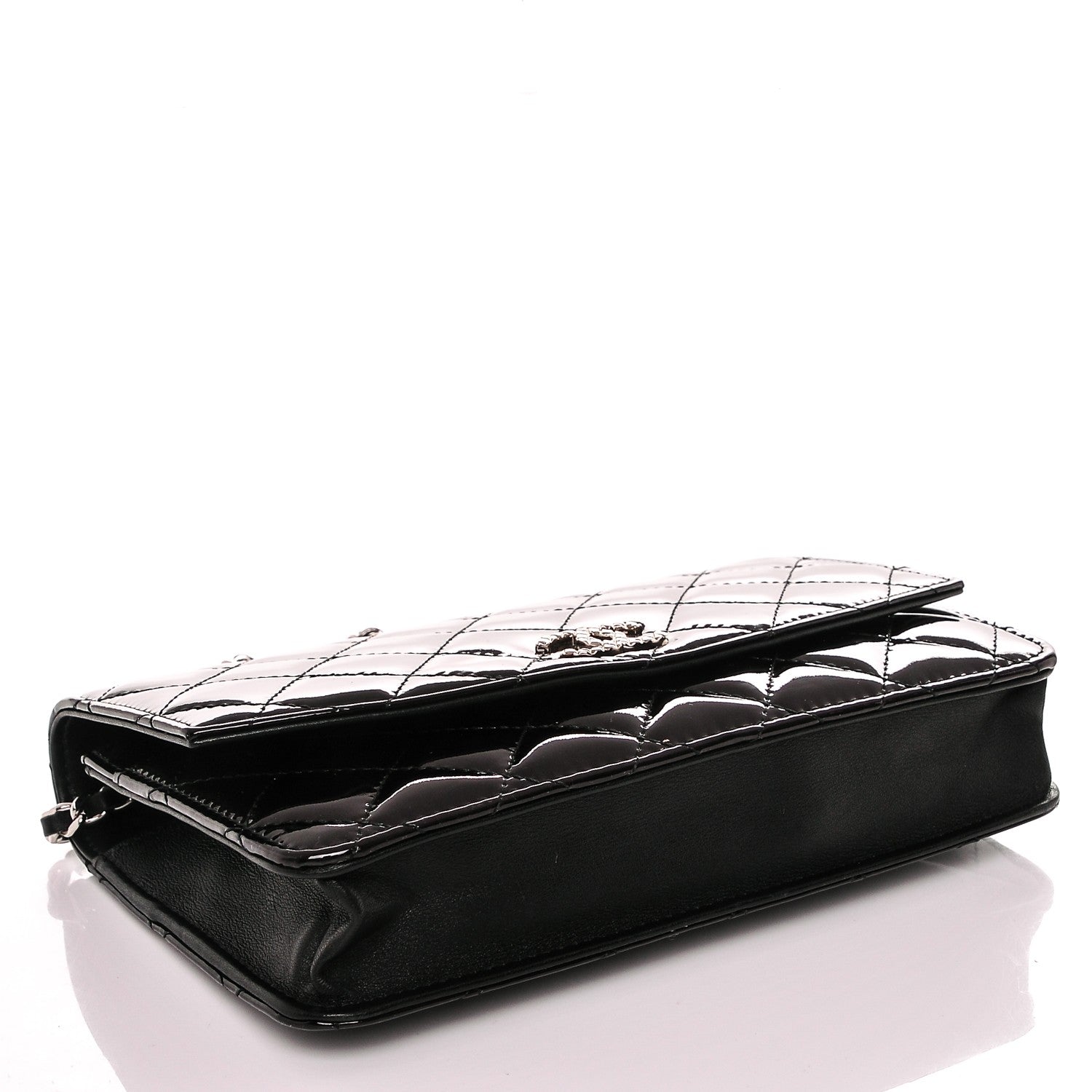 Chanel Patent Quilted Brilliant Wallet On Chain WOC Black 4 of 8
