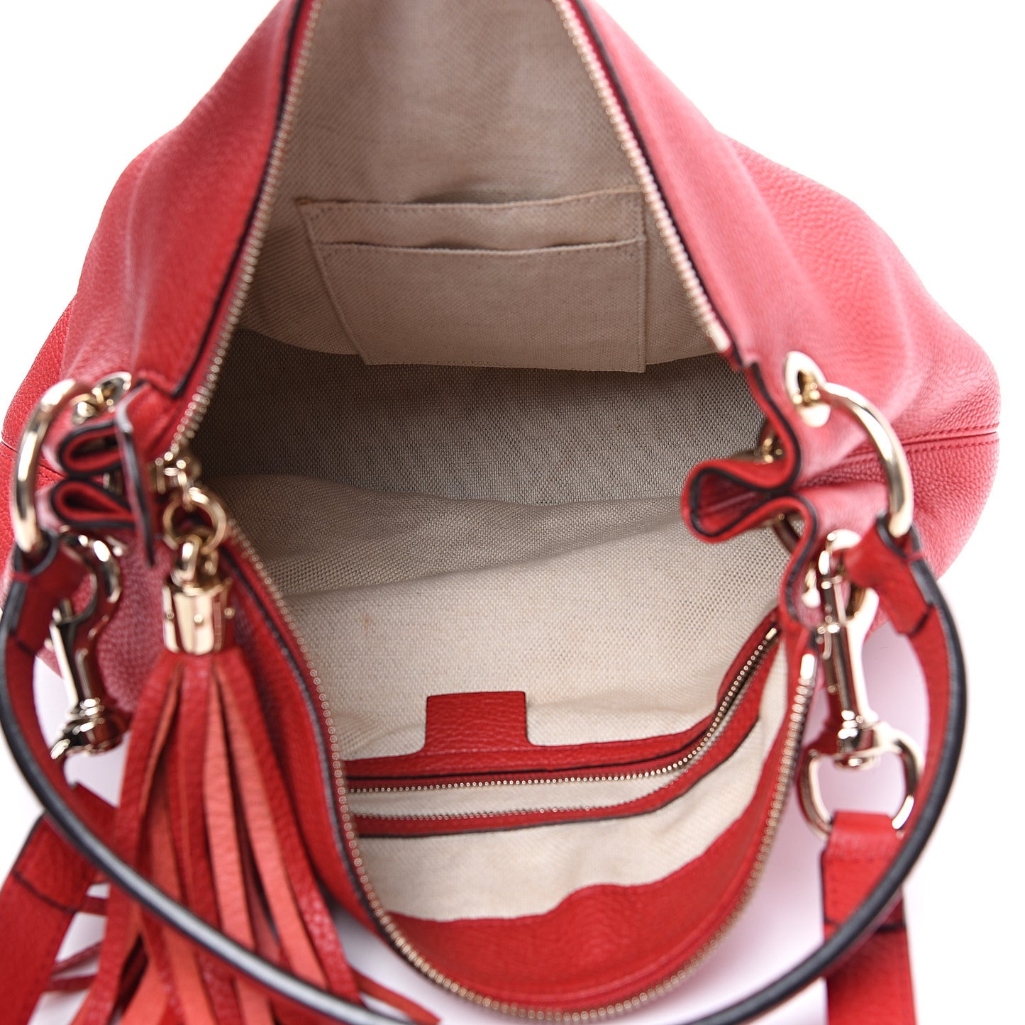 Pebbled Calfskin Large Soho Hobo Tabasco Red
