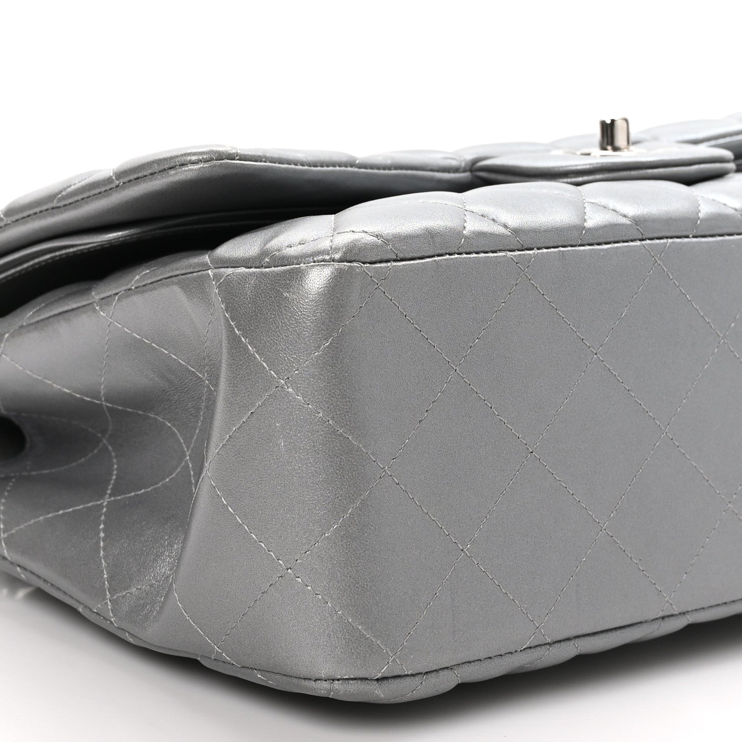 Chanel Metallic Lambskin Quilted Jumbo Double Flap Silver 9 of 10