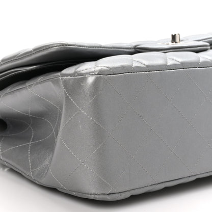 Chanel Metallic Lambskin Quilted Jumbo Double Flap Silver 9 of 10