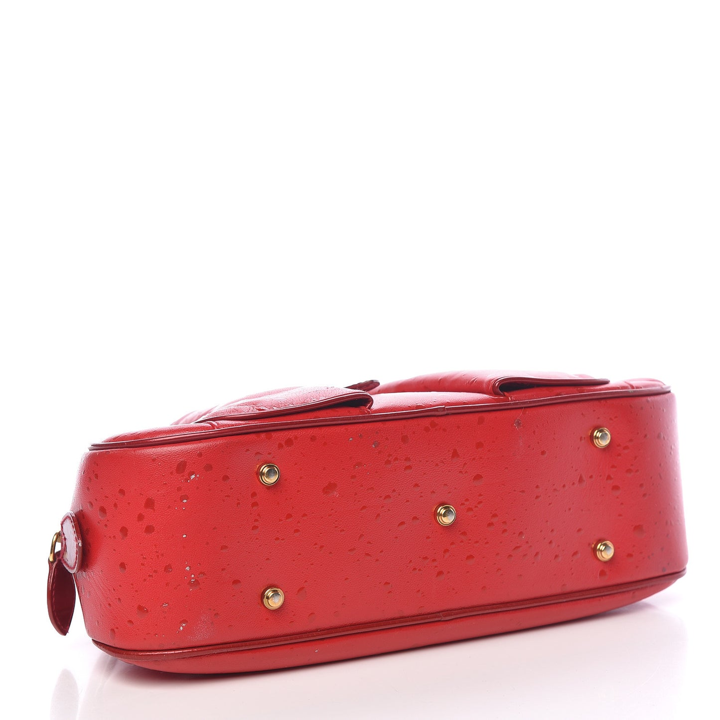 Calfskin Mini Splashed Saddle Bowler Red