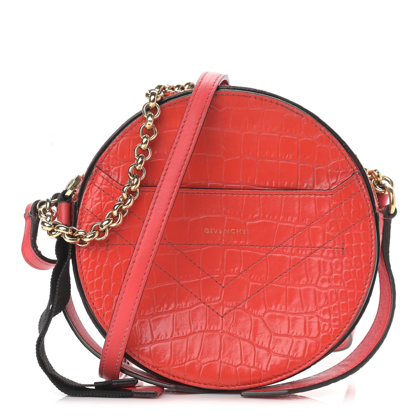 Calfskin Crocodile Embossed Eden Round Red