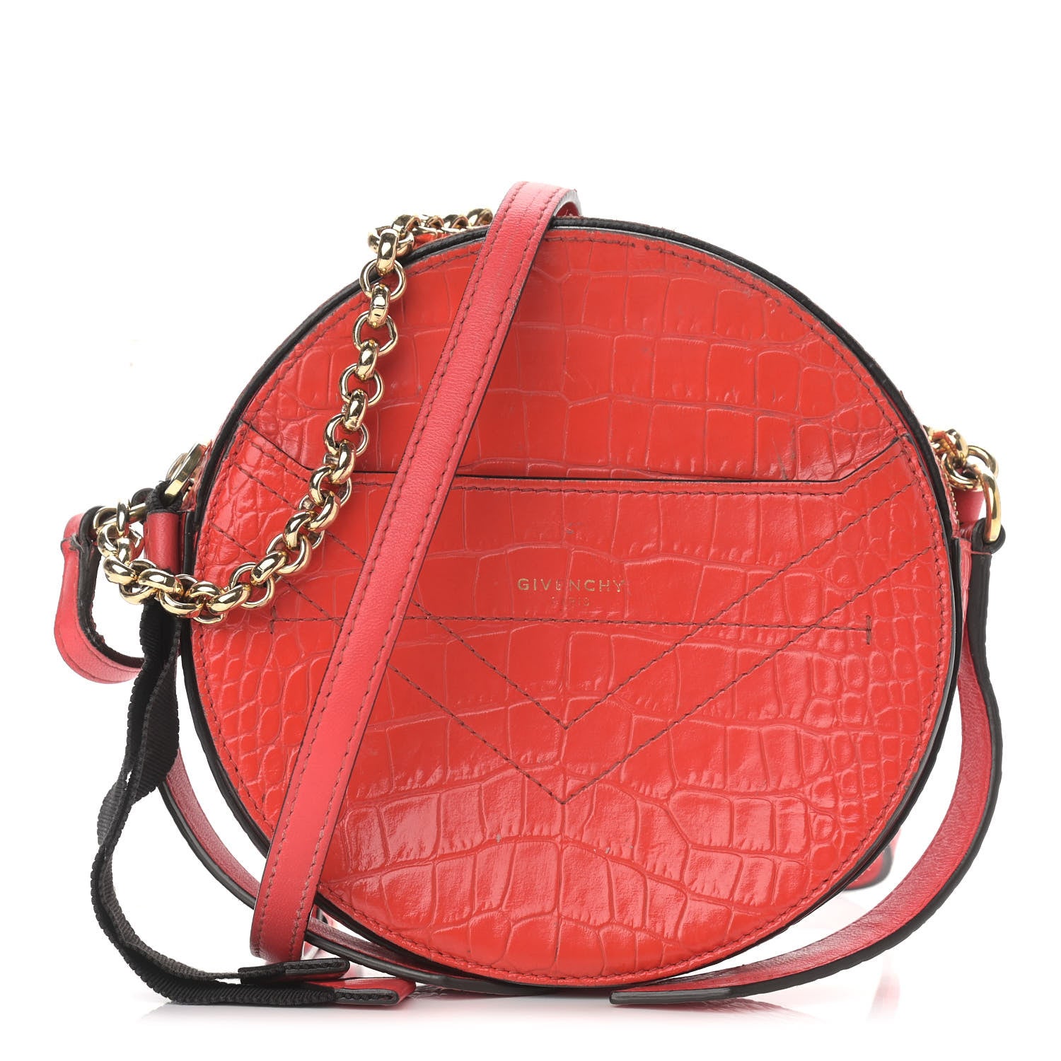 Givenchy Calfskin Crocodile Embossed Eden Round Red 1 of 11