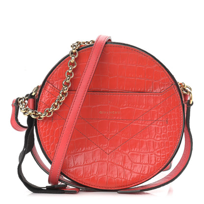 Givenchy Calfskin Crocodile Embossed Eden Round Red 1 of 11