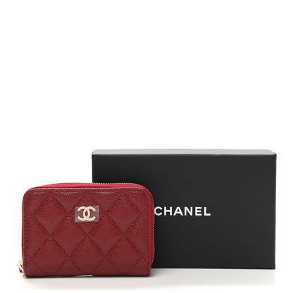 Chanel Caviar Quilted Zip Around Coin Purse Burgundy 8 of 8