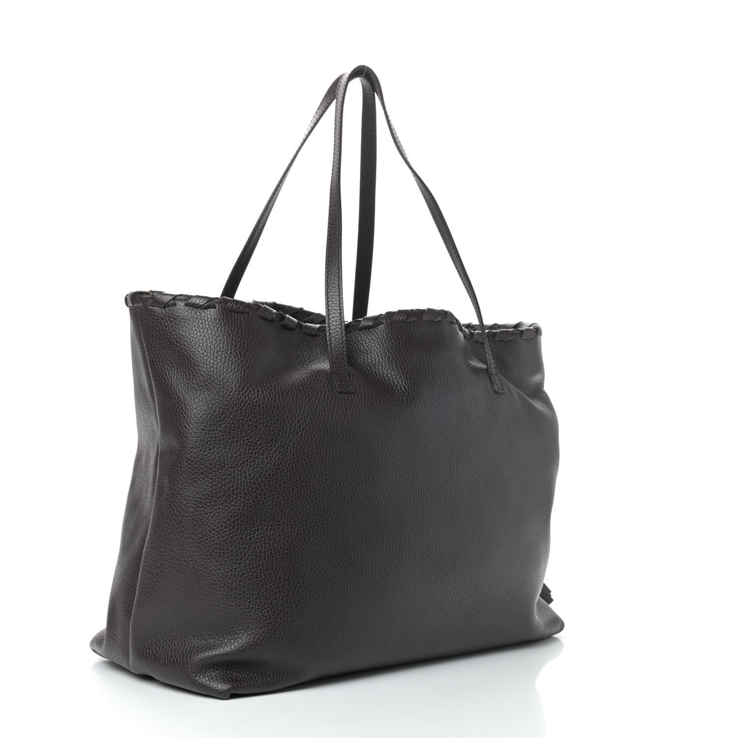 Gucci Pebbled Calfskin Large Bamboo Tassel Tote Dark Brown 2 of 4