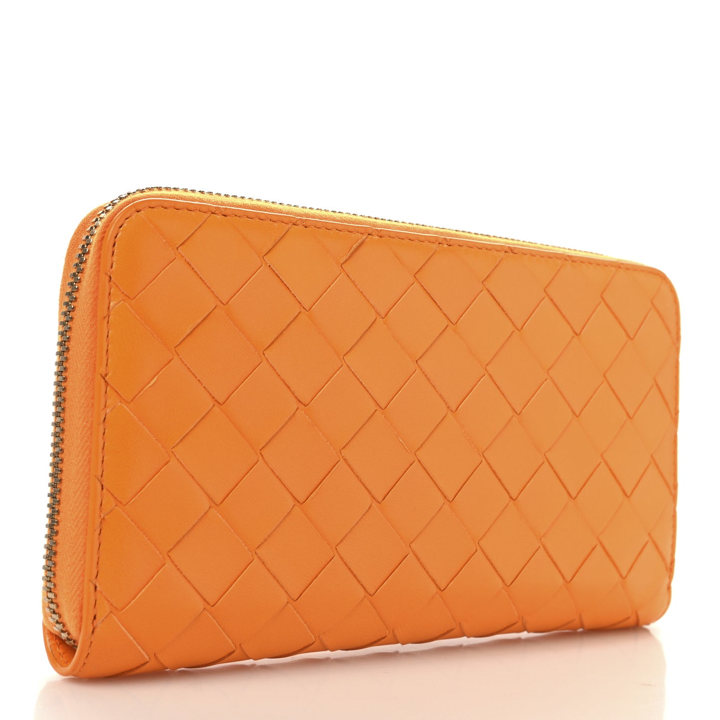 Nappa Intrecciato Zip Around Wallet Tangerine