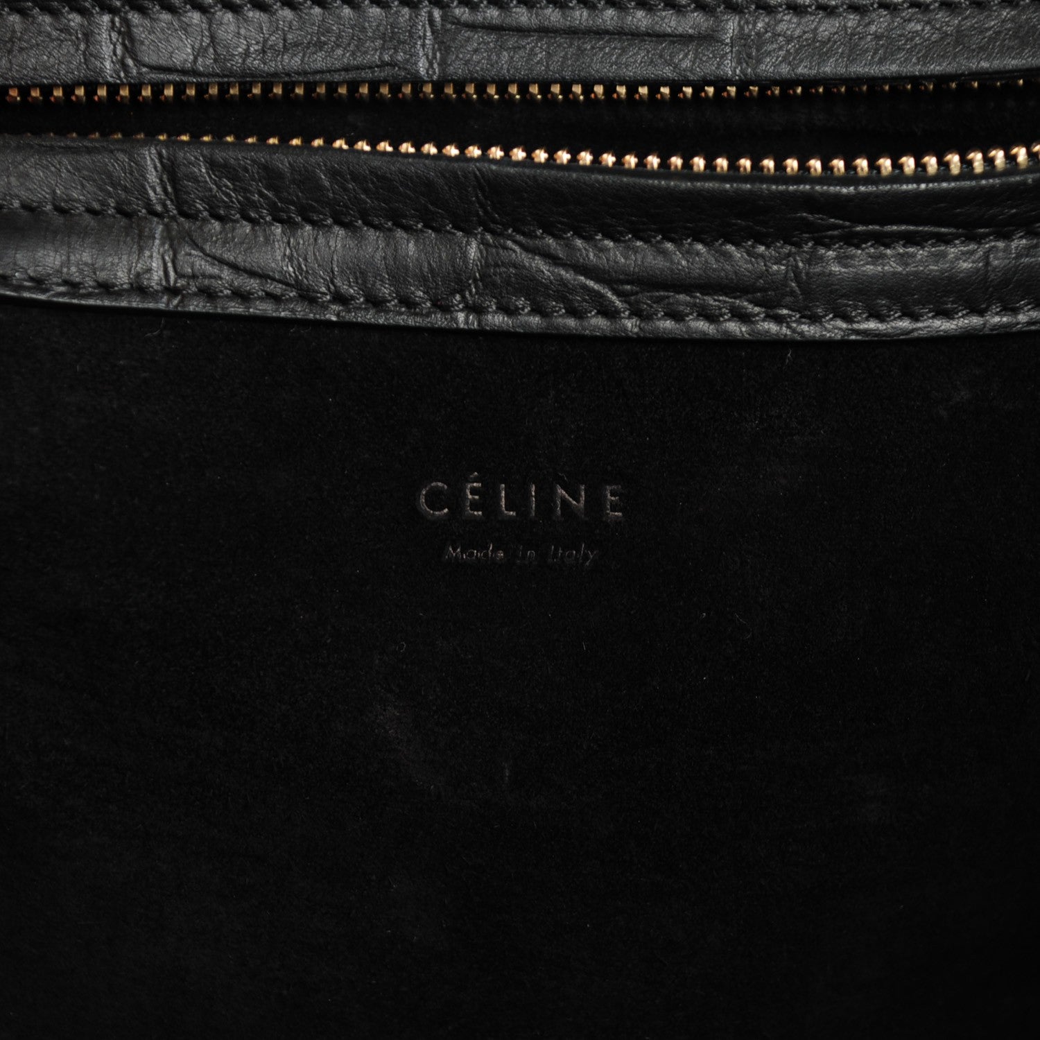 Celine Crocodile Embossed Calfskin Medium Phantom Luggage Black 6 of 9