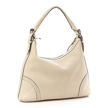 Gucci Pebbled Calfskin Guccissima Trim Medium Signoria Hobo Off White 3 of 11