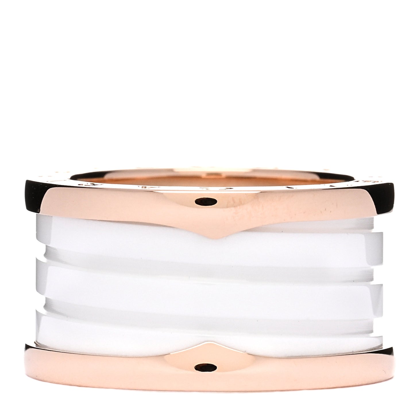 18K Rose Gold White Ceramic B.Zero1 Four-Band Ring 54 6.75