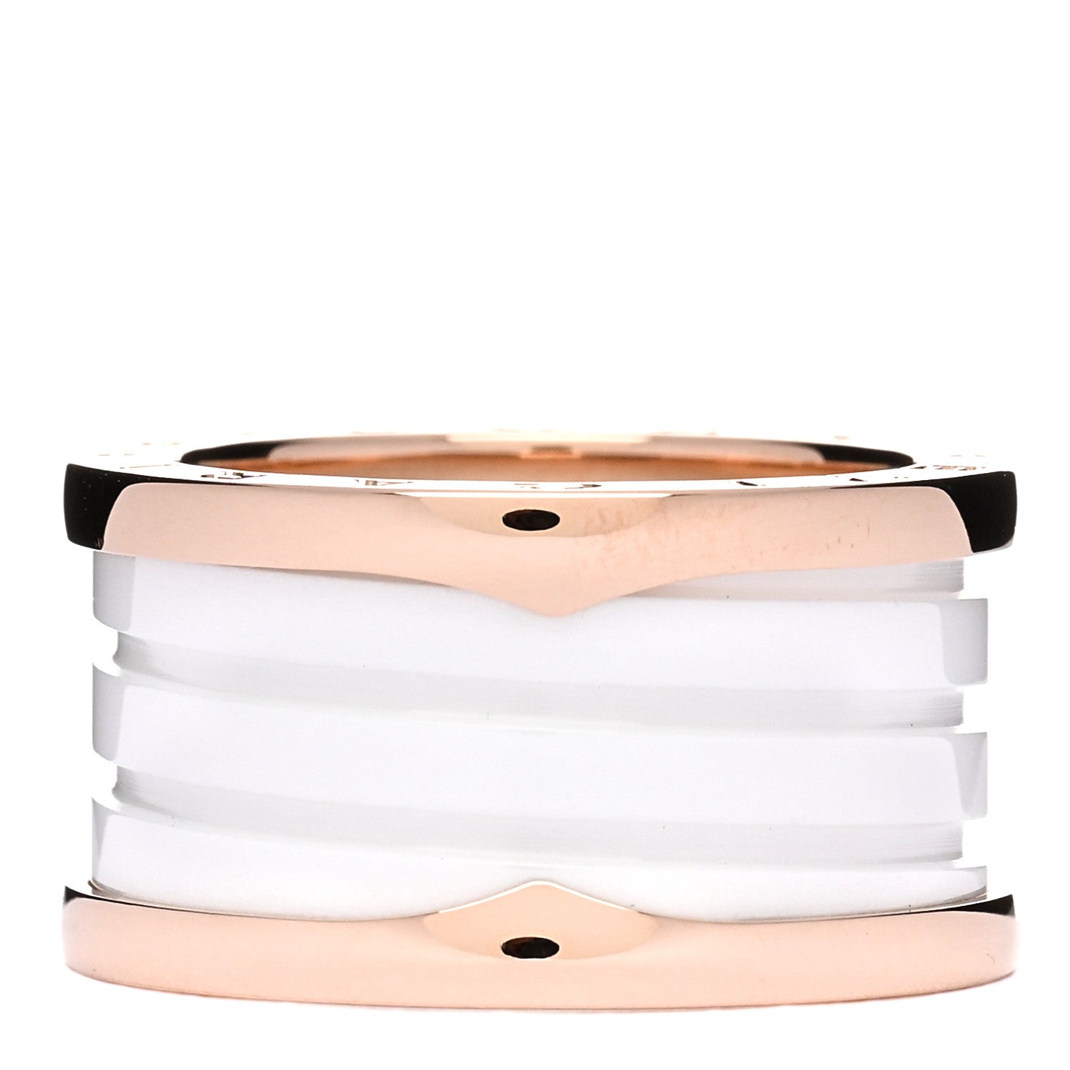Bulgari 18K Rose Gold White Ceramic B.Zero1 Four-Band Ring 54 6.75 3 of 5