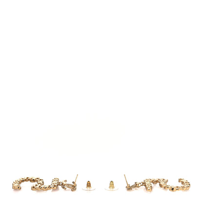 Chanel Pearl Crystal Chain CC No 5 Drop Earrings Gold Pink Red Orange 3 of 5