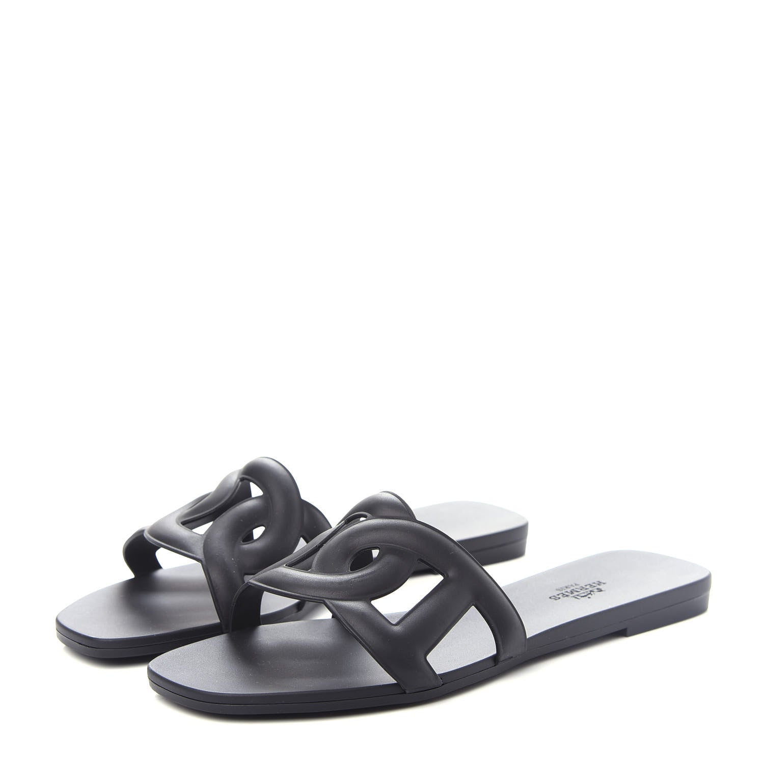 Hermes Rubber Aloha Sandals 37 Black 3 of 11