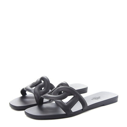 Hermes Rubber Aloha Sandals 37 Black 3 of 11