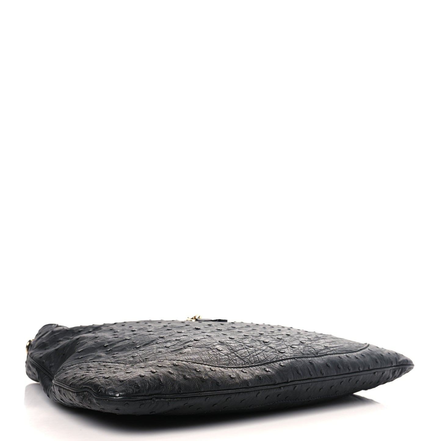 Ostrich Large Jackie Hobo Black