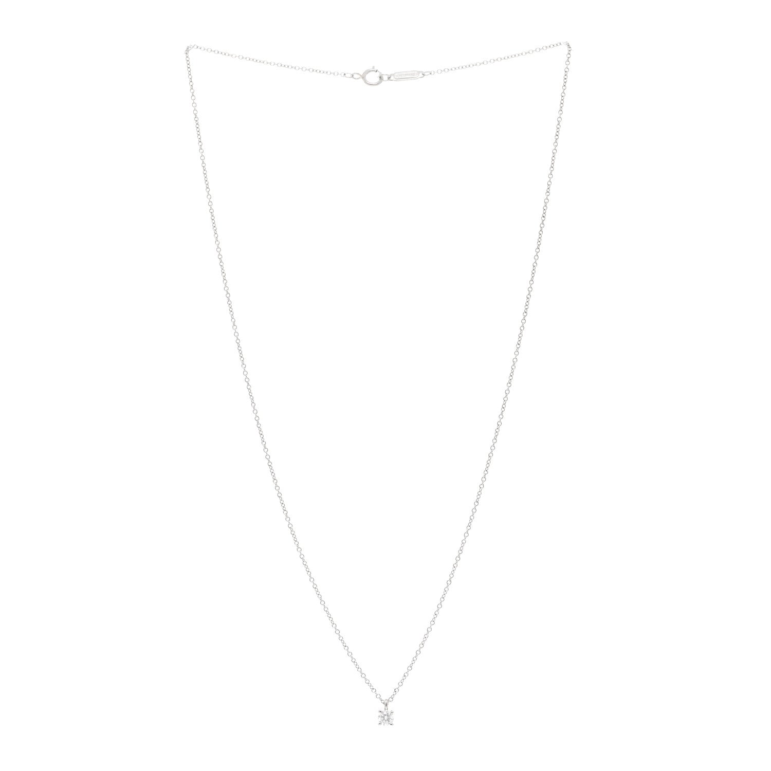 Tiffany Platinum Diamond .16ct Solitaire Pendant Necklace 3 of 4