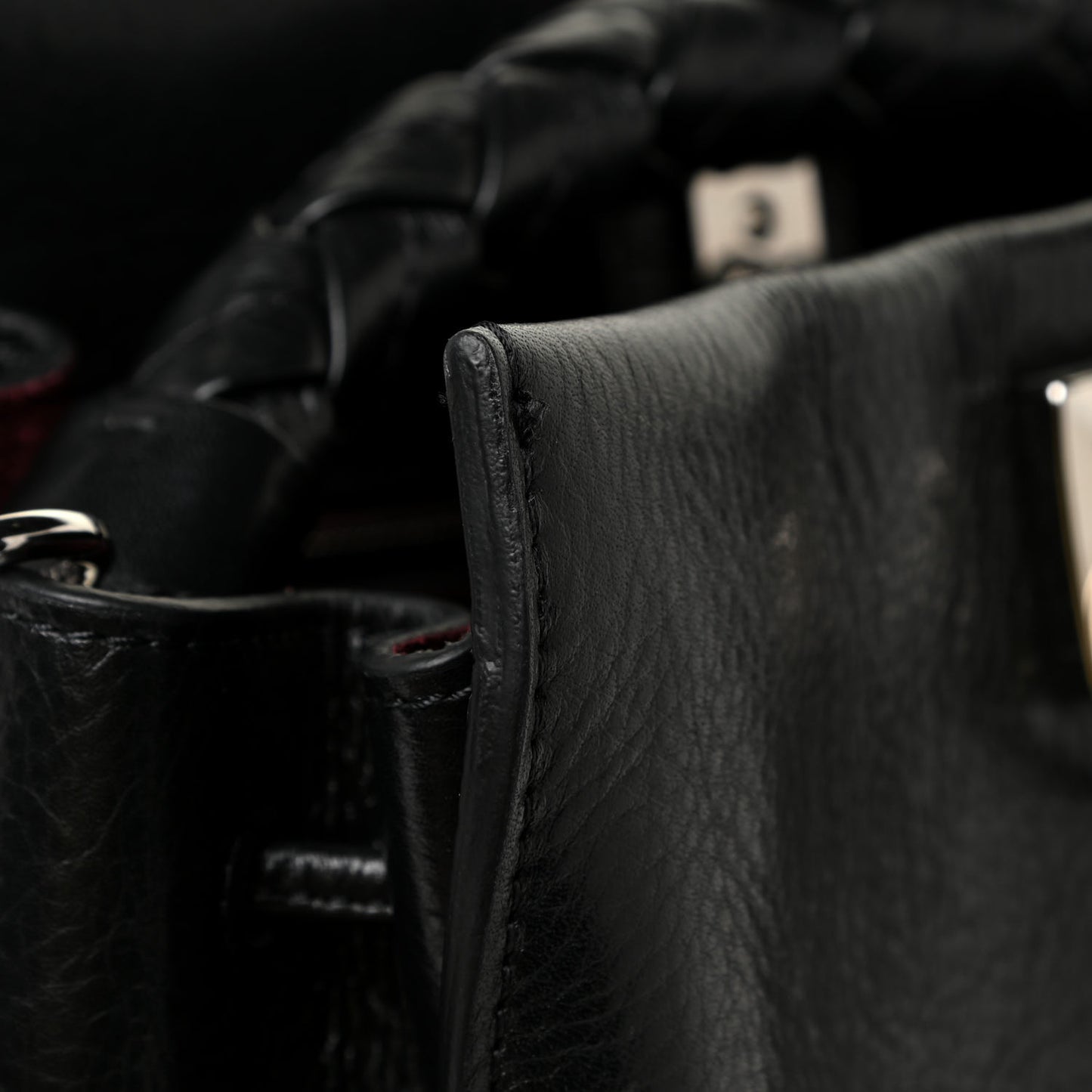Glossy Calfskin Small Iris Tote Black