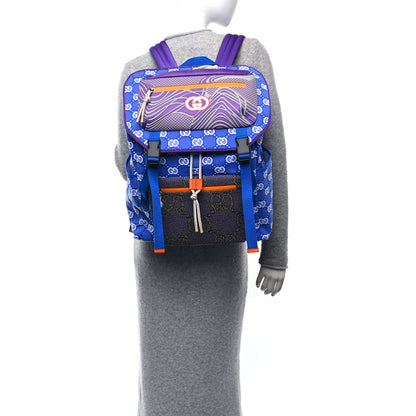Gucci Jersey GG Monogram All Over Pan Sport Double Buckle Backpack  Blue Multicolor 2 of 9