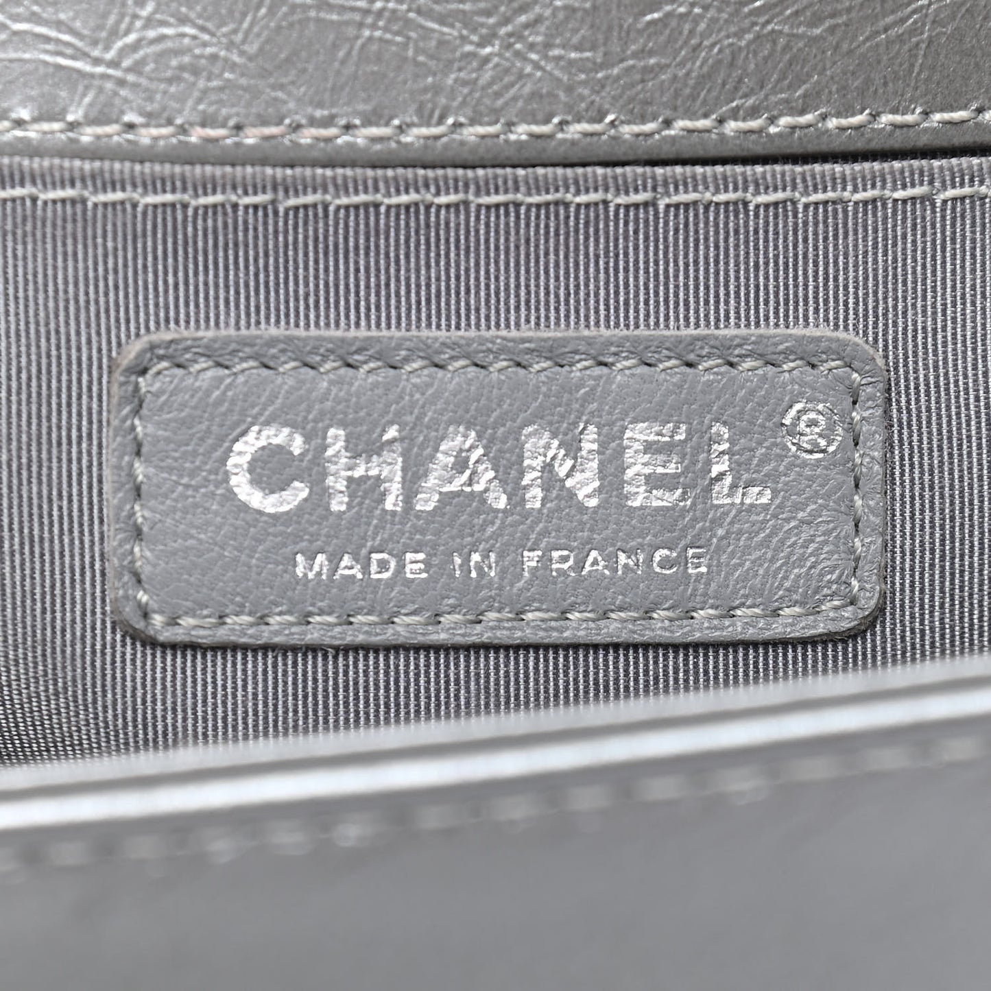 Metallic Aged Calfskin Quilted Medium Top Handle Boy Flap Silver