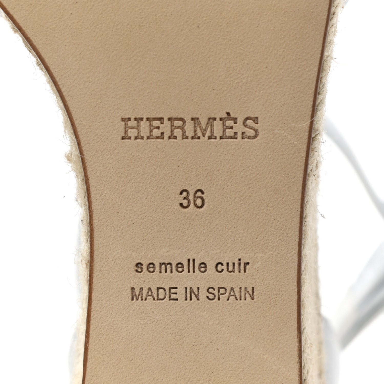 Hermes Goatskin Elda Espadrille Wedge Sandals 36 White 6 of 9
