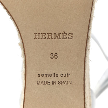 Hermes Goatskin Elda Espadrille Wedge Sandals 36 White 6 of 9