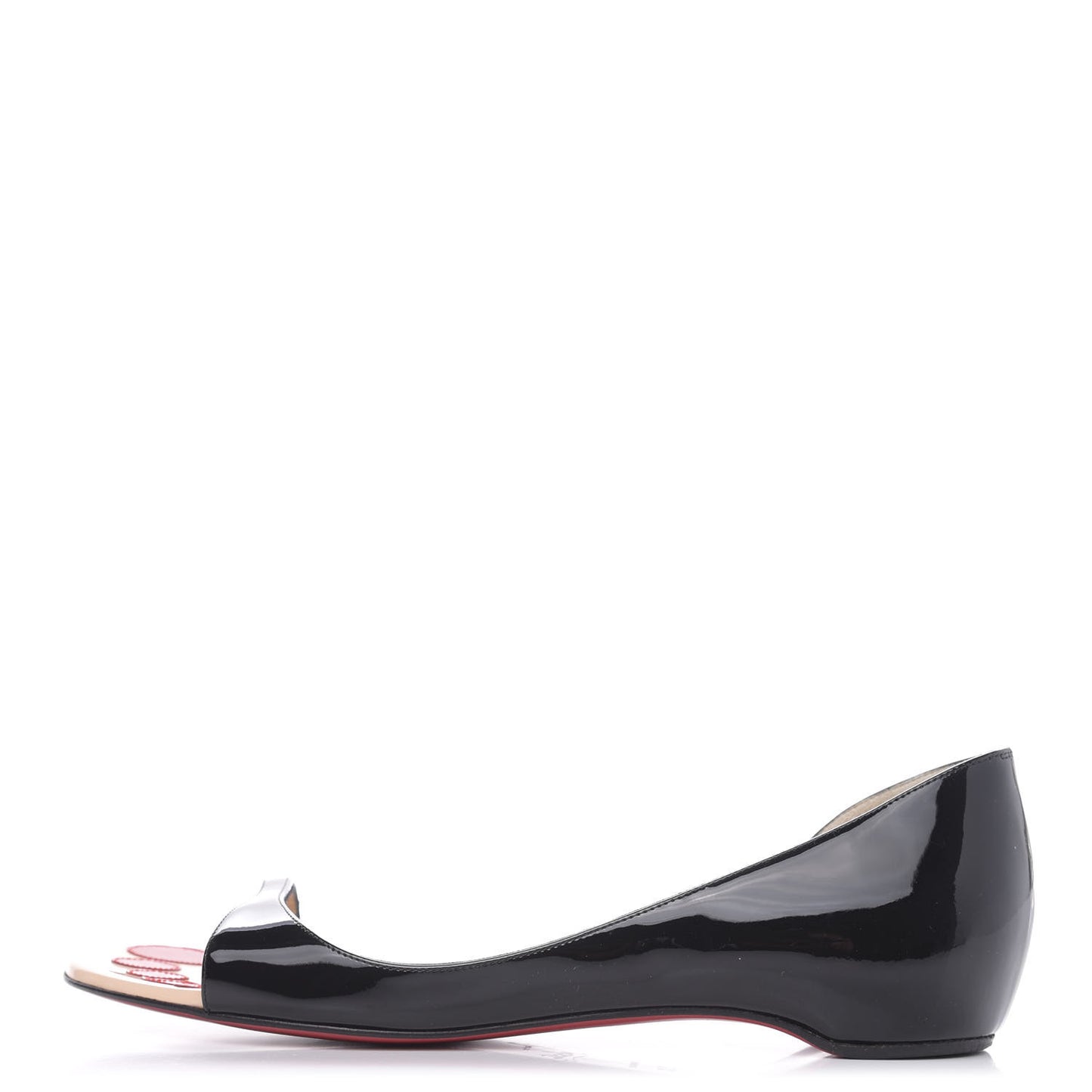 Patent Toboggan Peep Toe Ballerina Flats 35.5 Black