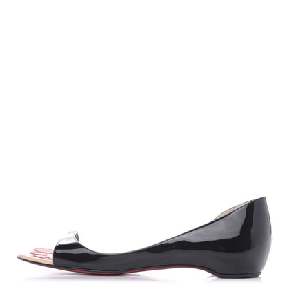 Christian Louboutin Patent Toboggan Peep Toe Ballerina Flats 35.5 Black 1 of 8