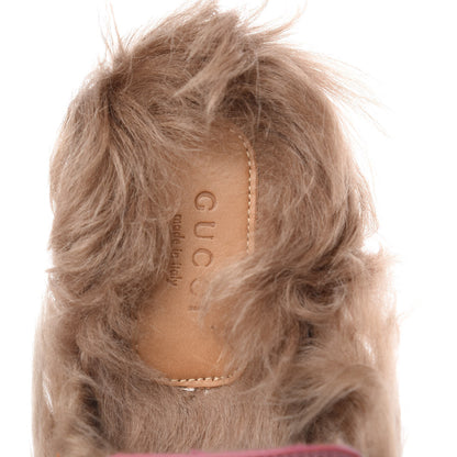 Gucci Calfskin Fur Womens Princetown Slippers 35.5 Lipstick Rose Natural 7 of 10