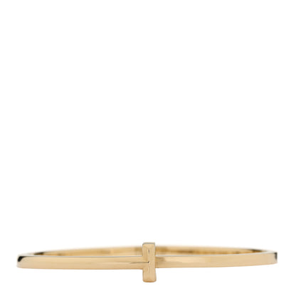 Tiffany 18K Yellow Gold Narrow T T1 Hinged Bangle Bracelet 1 of 5