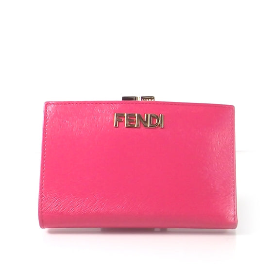 Fendi Textured Calfskin French Wallet Pink 1 of 8